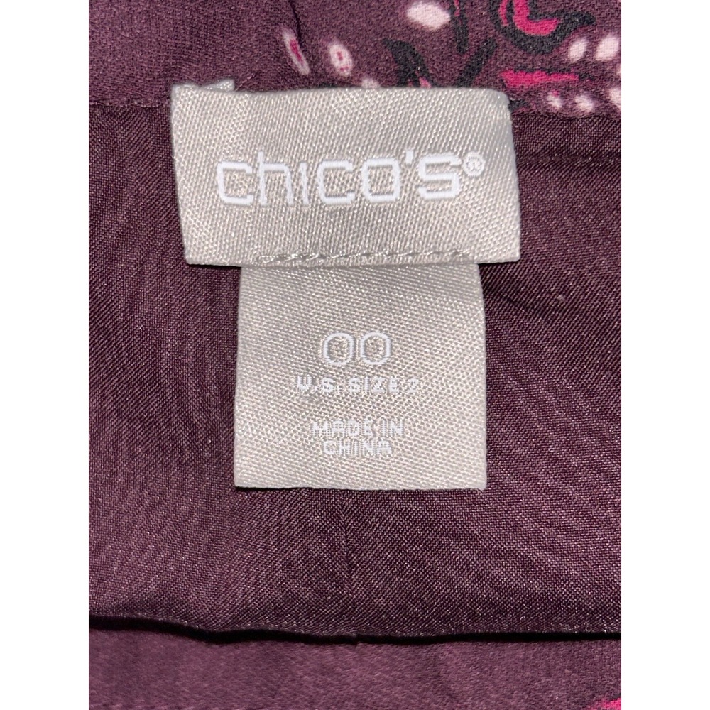 Chico's Plum Paisley Chiffon Floral Pleated Fashion Maxi‎ Skirt Chicos 00 XS - Picture 10 of 11